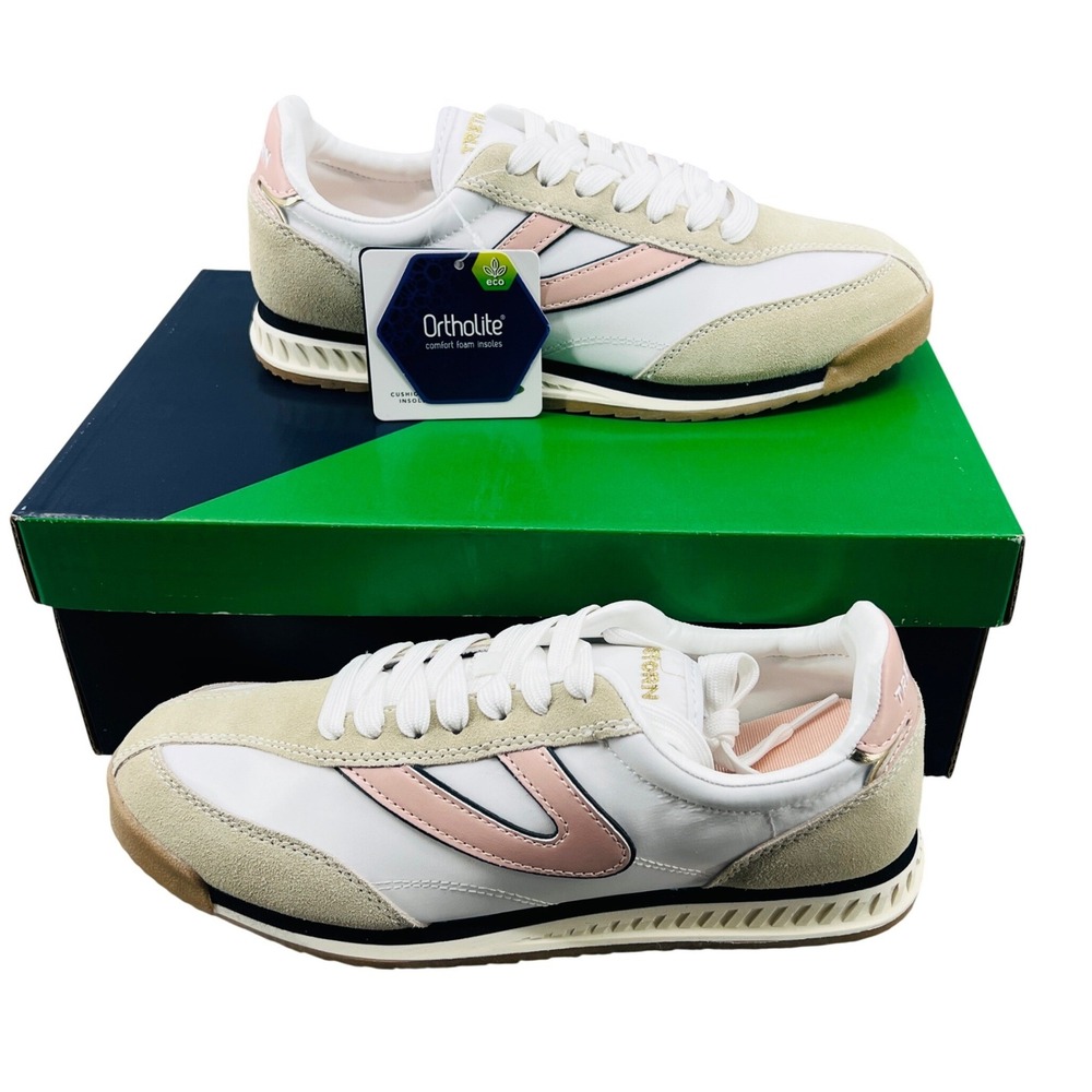 Tretorn Kristine Retro Jogger Womens 8‎ White Pink Navy Lace Up Trainers NEW